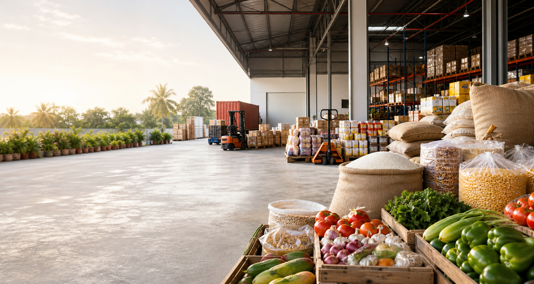 Organized agro and food product distribution warehouse